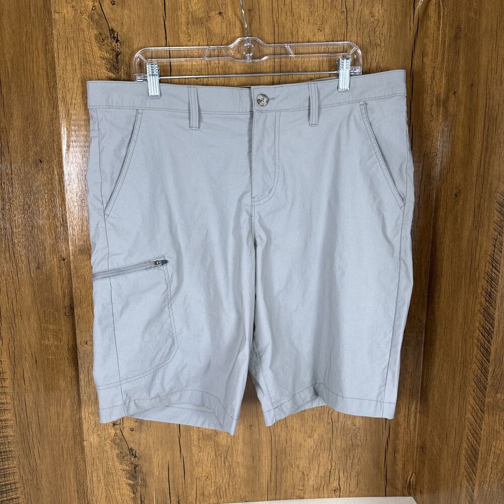 Weatherproof Mens Tech Stretch Walk Shorts 38 Gray Nylon Spandex Cargo Pocket